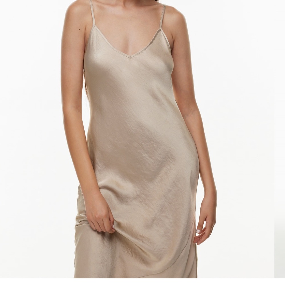 Aritzia Wilfred Satin Beige Slip Dress